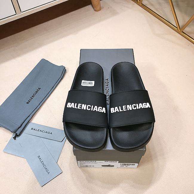 Balenciaga Pool Slide Sandal Black White - 1