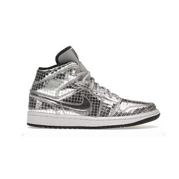 Air Jordan 1 Mid SE Disco Metallic Silver  CU9304-001