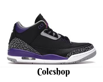 Jordan 3 Retro Black Court Purple  CT8532-050